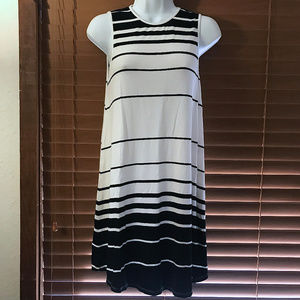 Olivaceous Black White Stripe Dress sz S ~ A204